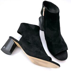Donna Karan Gin Suede Peep-toe Ankle Bootie In Black